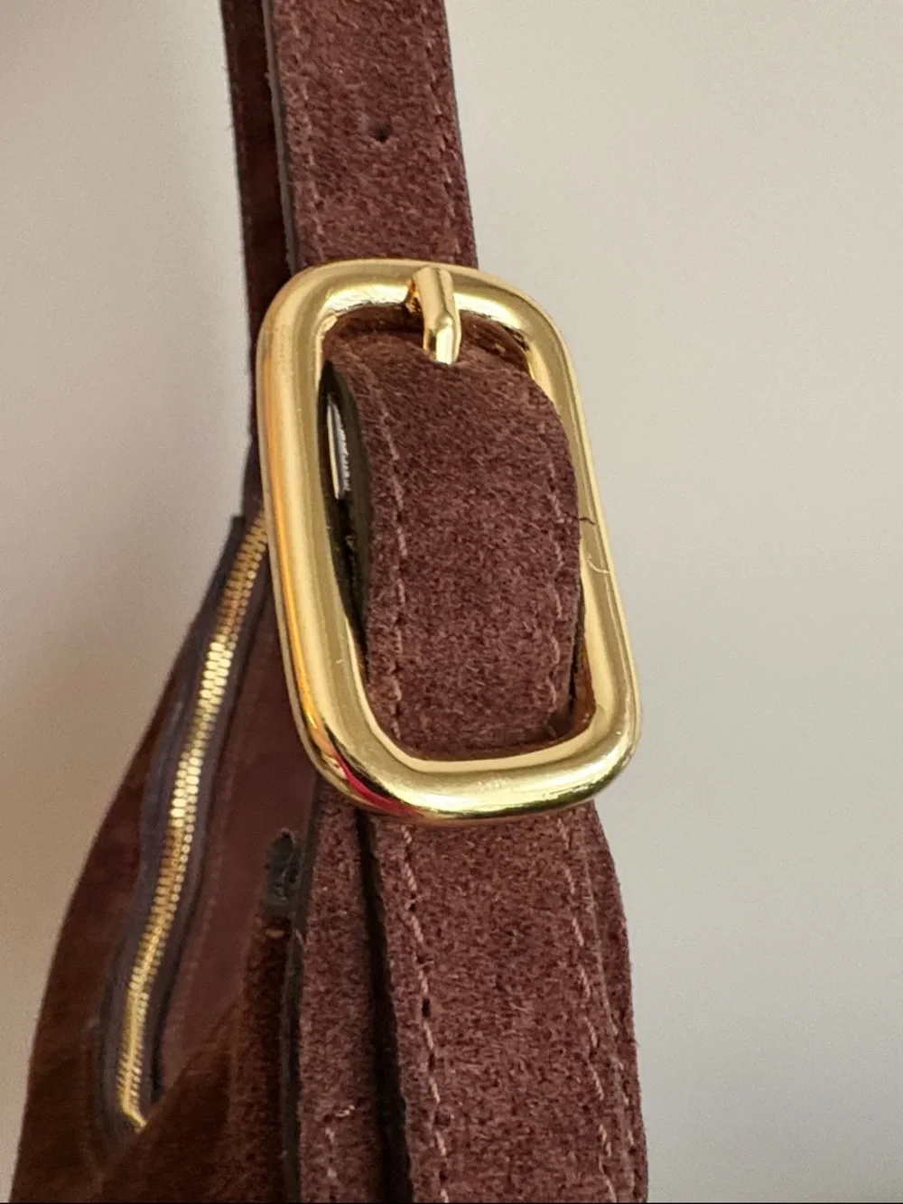 L'INTERVALLE Dark Brown Suede Shoulder Bag - Picture 3 of 10